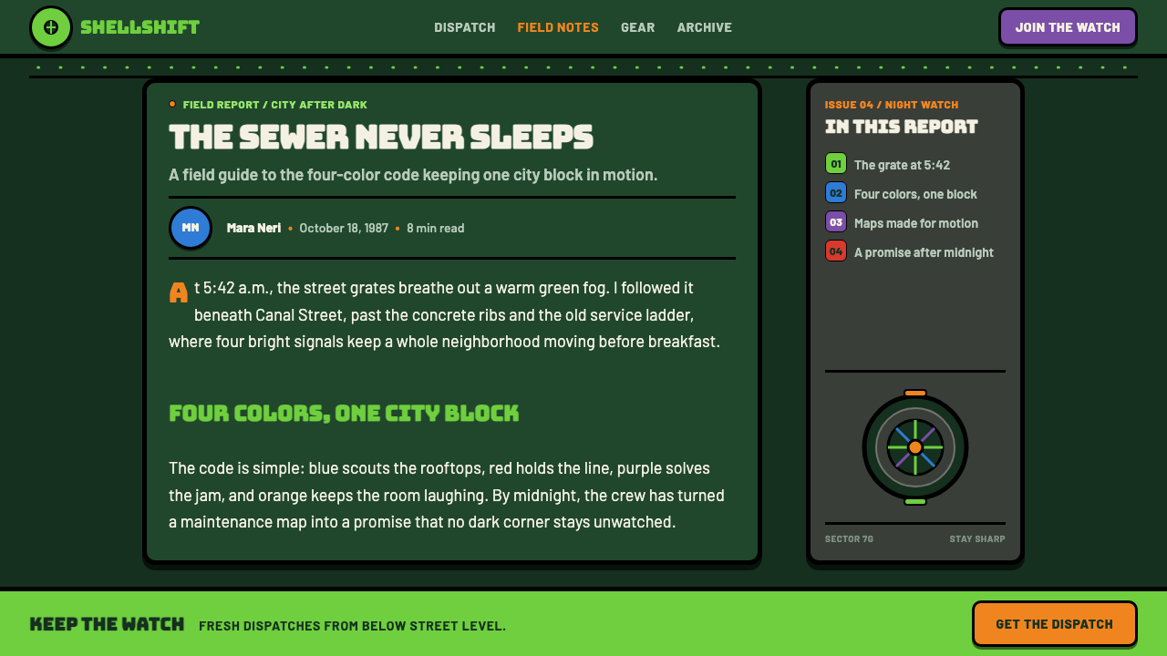 TMNT (1987 Saturday-Morning) design style applied to a Article page