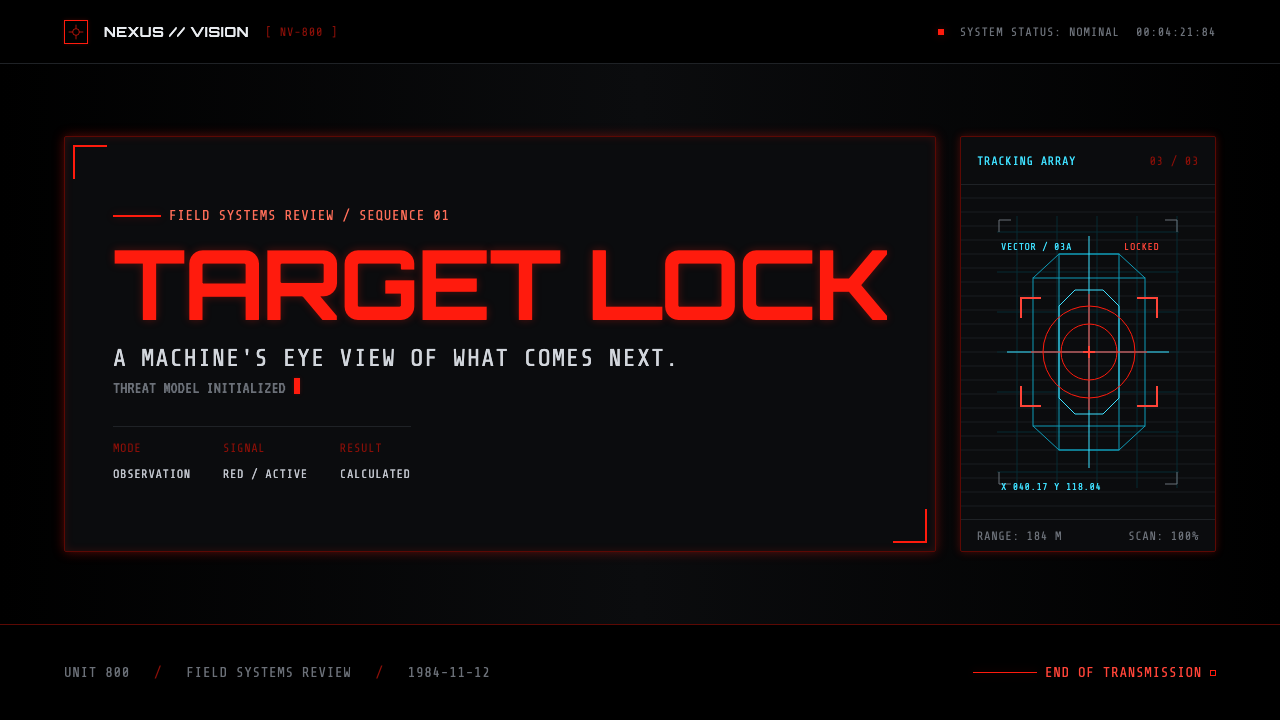 Terminator HUD (1984) design style applied to a Slide · cover