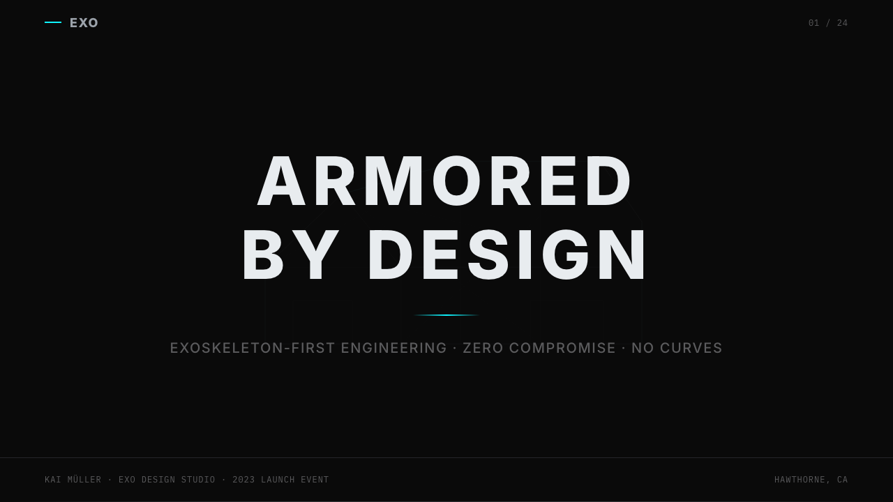 Tesla Cybertruck Stainless (2023) design style applied to a Slide · cover