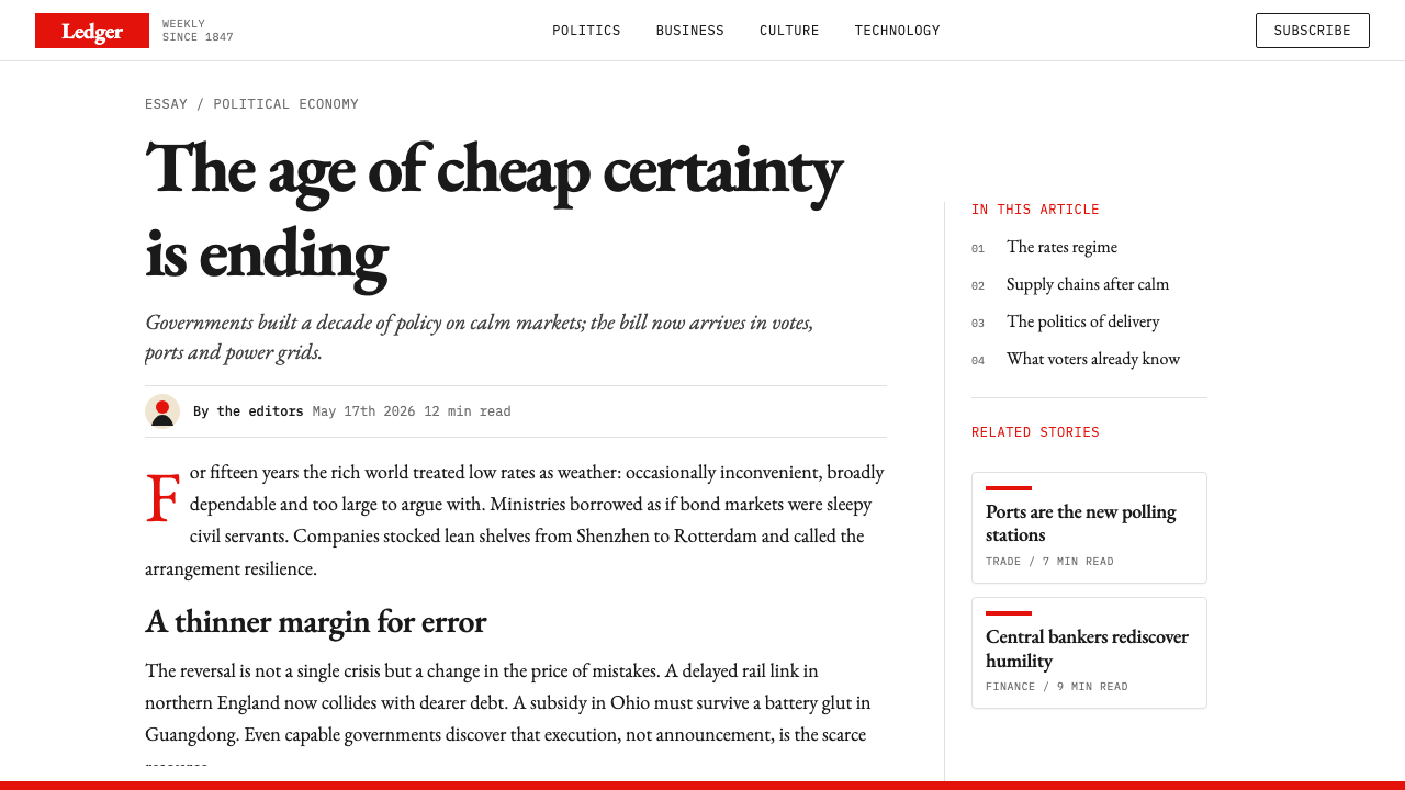 The Economist (Red-Banner) 设计风格用在文章页上