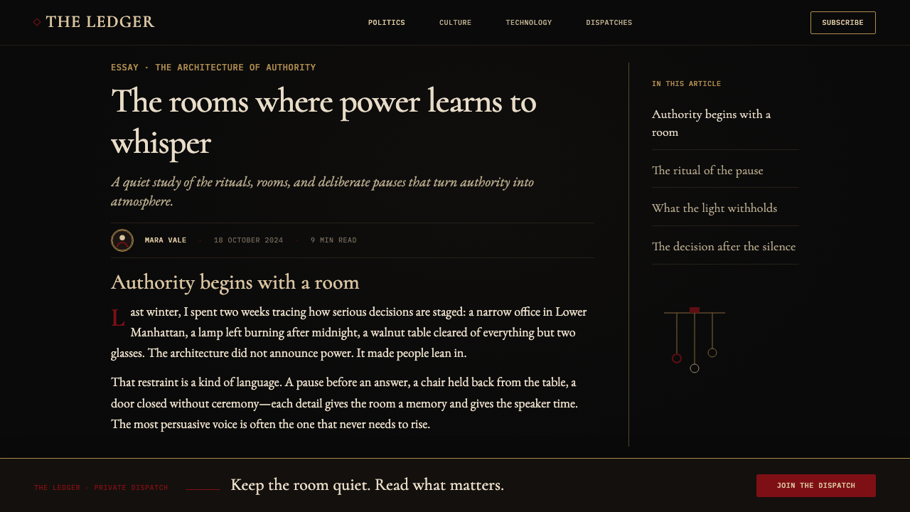 The Godfather (1972) design style applied to a Article page
