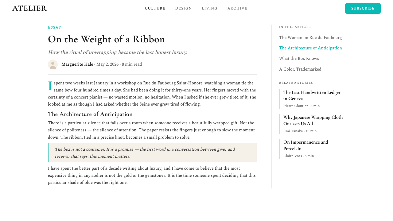 Tiffany & Co 设计风格用在文章页上