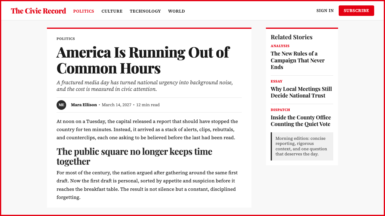 TIME Magazine 设计风格用在文章页上