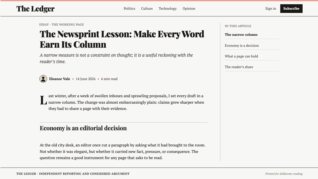Times New Roman by Morison design style applied to a Article page