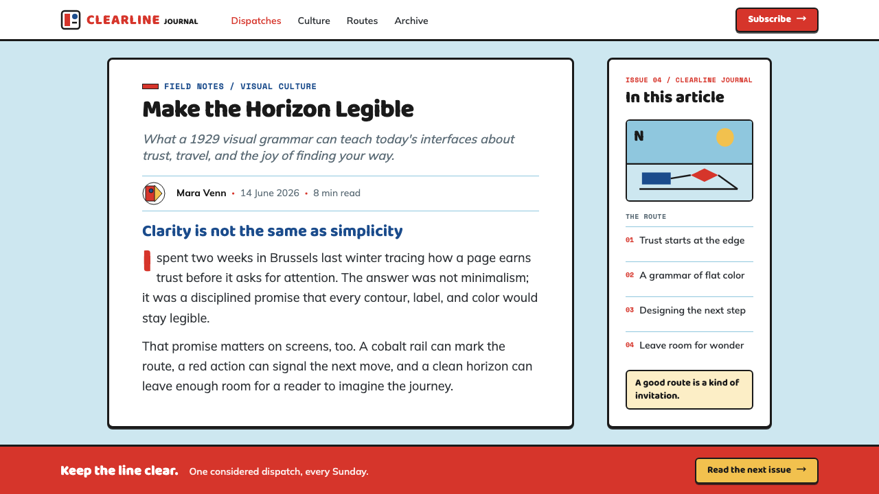 Tintin (Hergé Ligne Claire) design style applied to a Article page