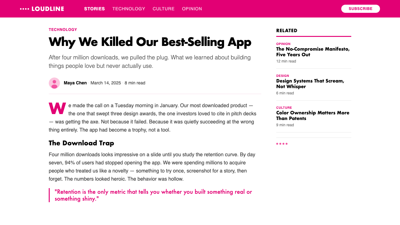 T-Mobile Magenta 设计风格用在文章页上