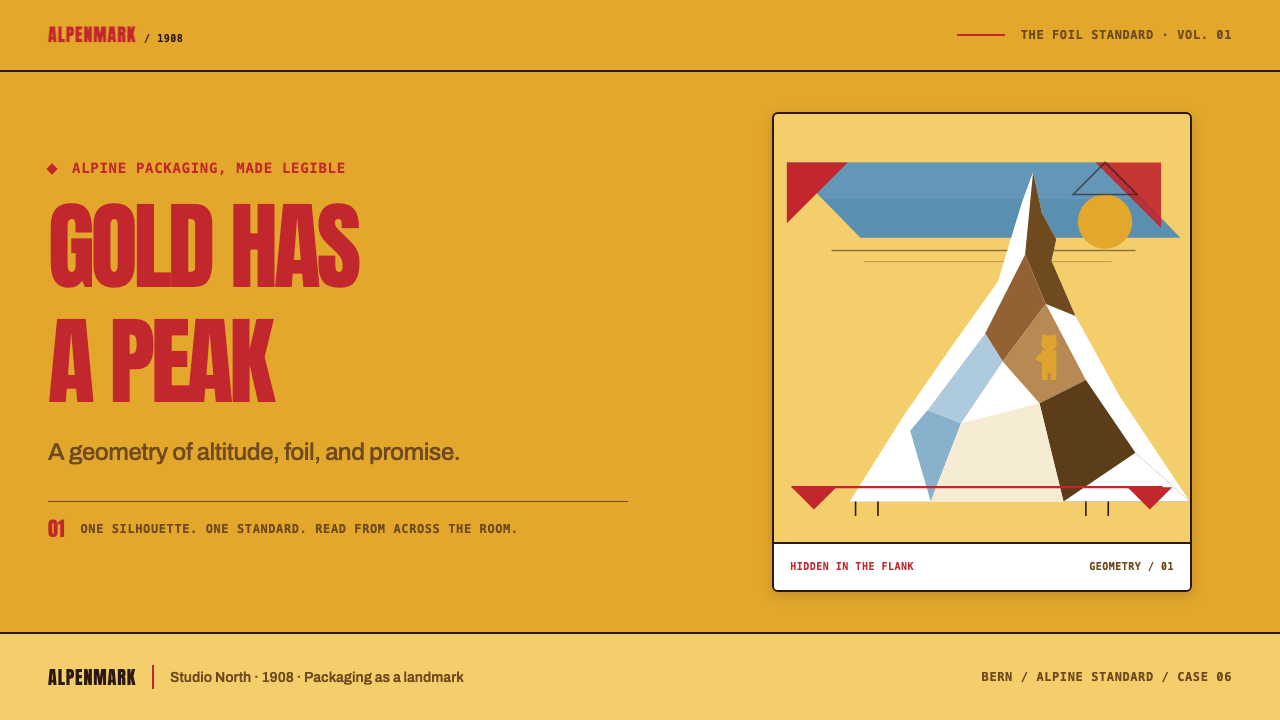 Toblerone Matterhorn (1908) design style applied to a Slide · cover