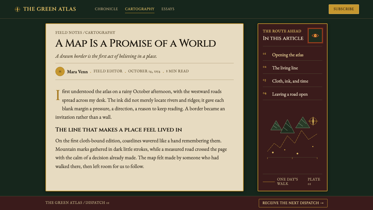 Tolkien Middle-earth (1954) design style applied to a Article page