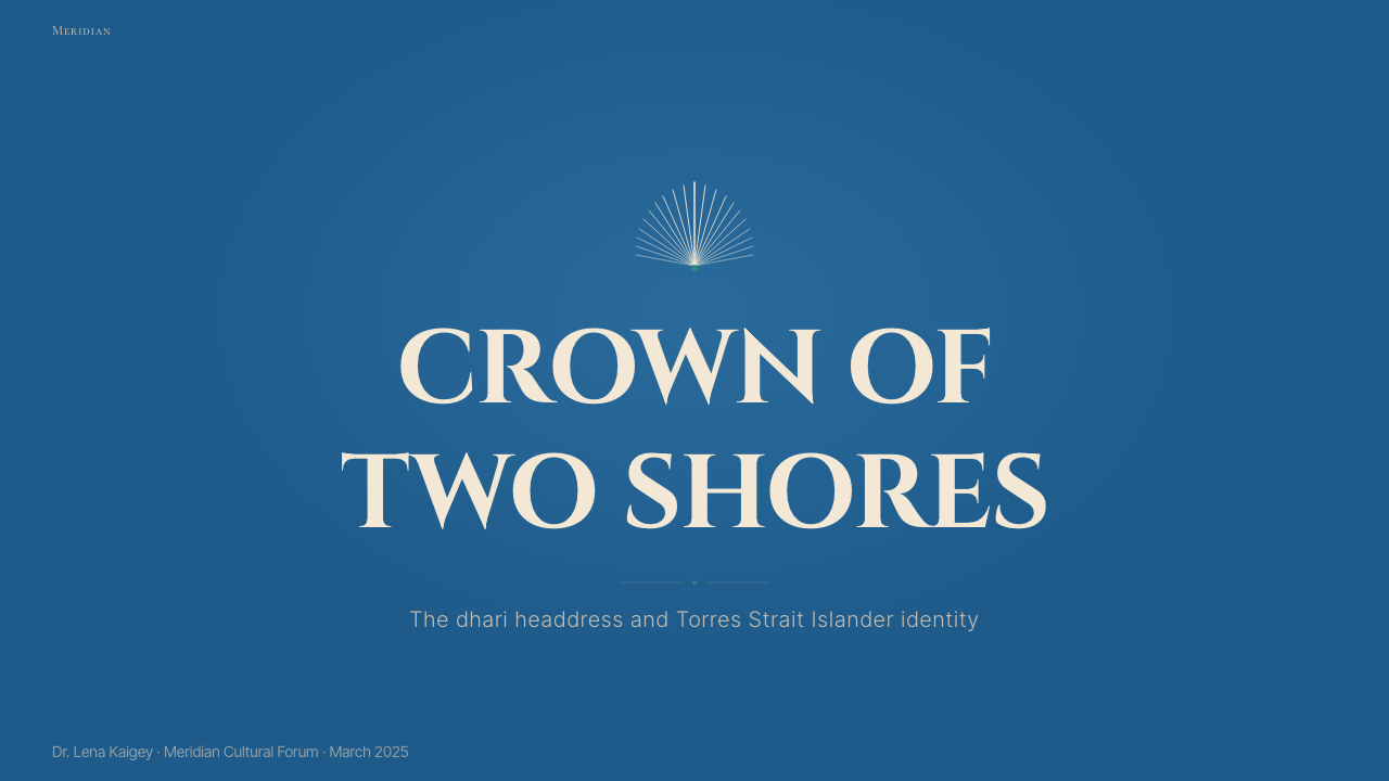 Torres Strait Dhari Headdress design style applied to a Slide · cover