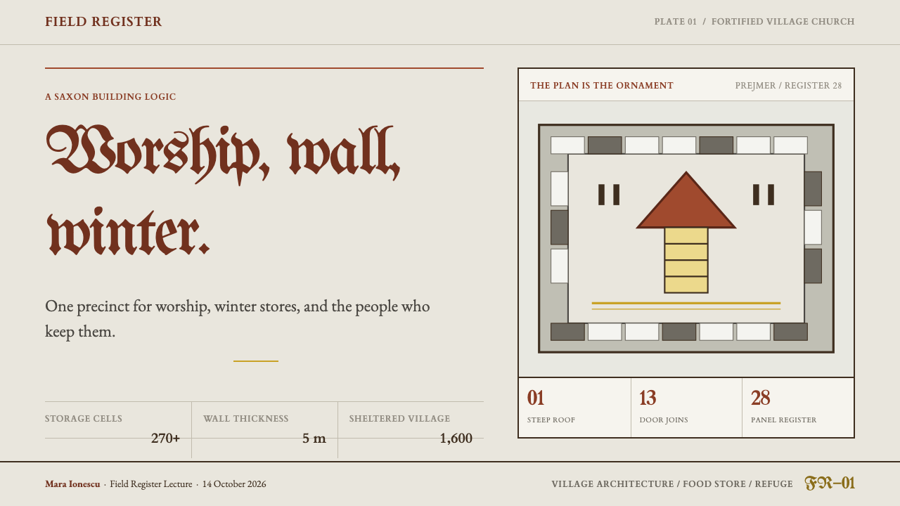 Saxon Fortified Church design style applied to a Slide · cover