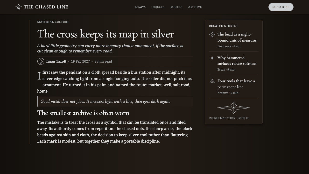 Tuareg Agadez Cross Silver design style applied to a Article page