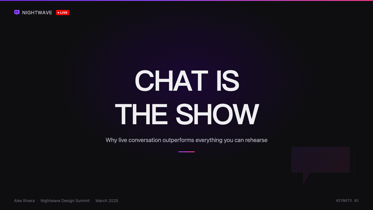 Twitch 设计风格用在幻灯片 · 封面上