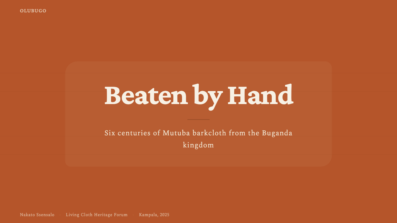 Ugandan Mutuba Barkcloth design style applied to a Slide · cover