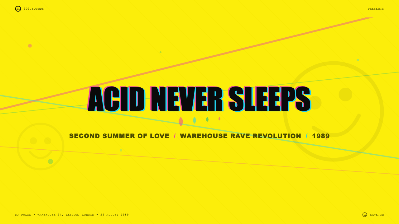 UK Acid House (1989) 设计风格用在幻灯片 · 封面上