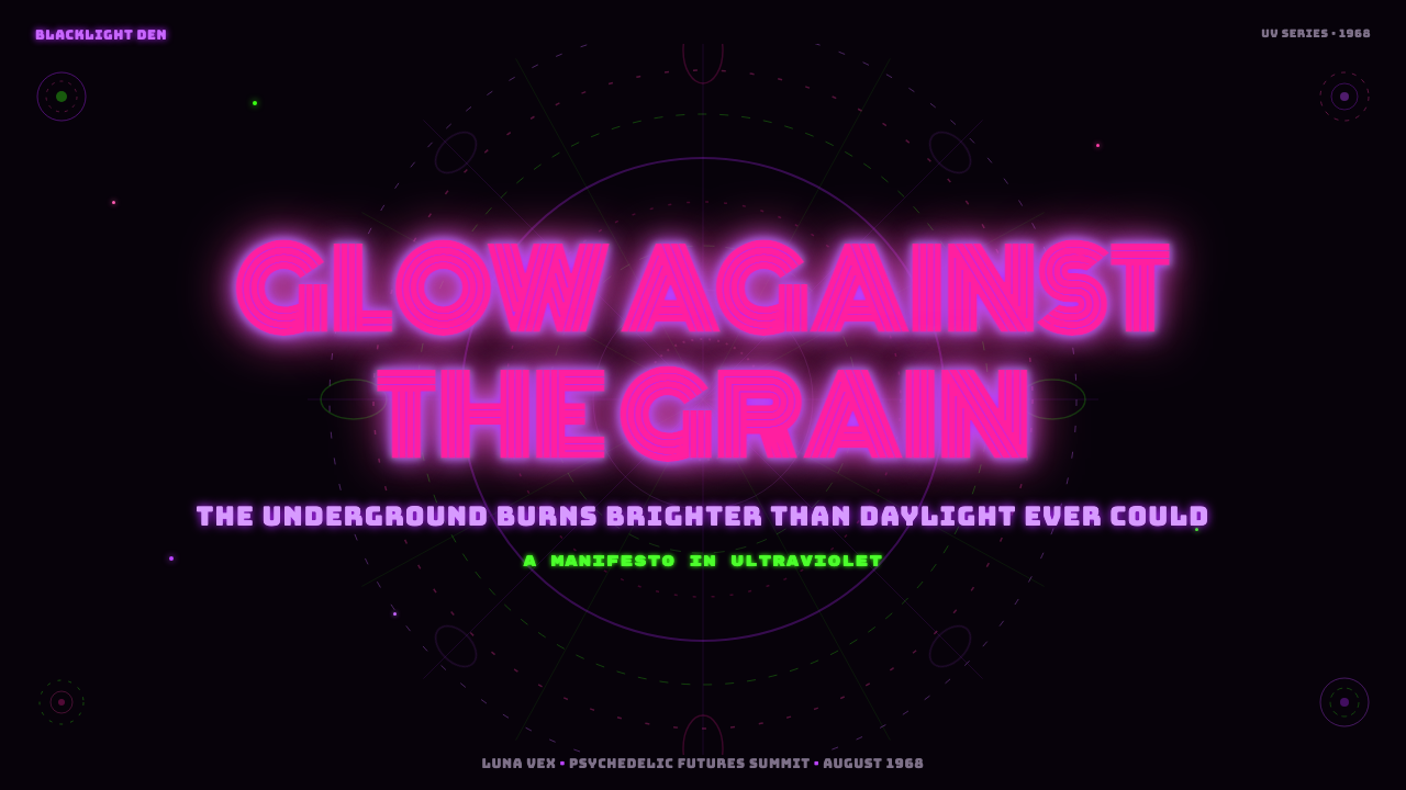 UV Blacklight Poster 设计风格用在幻灯片 · 封面上
