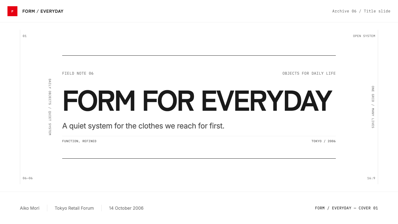 UNIQLO LifeWear (2006) design style applied to a Slide · cover