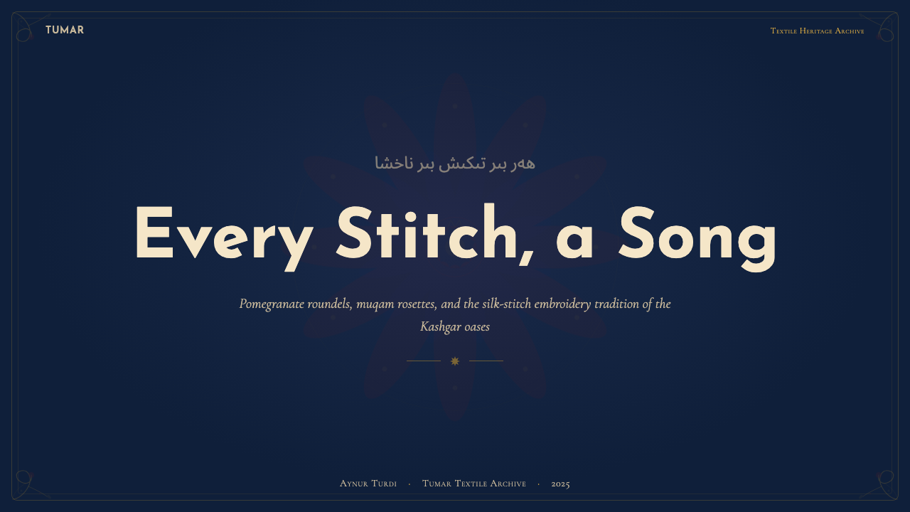 Uyghur Xinjiang Suzani Embroidery design style applied to a Slide · cover