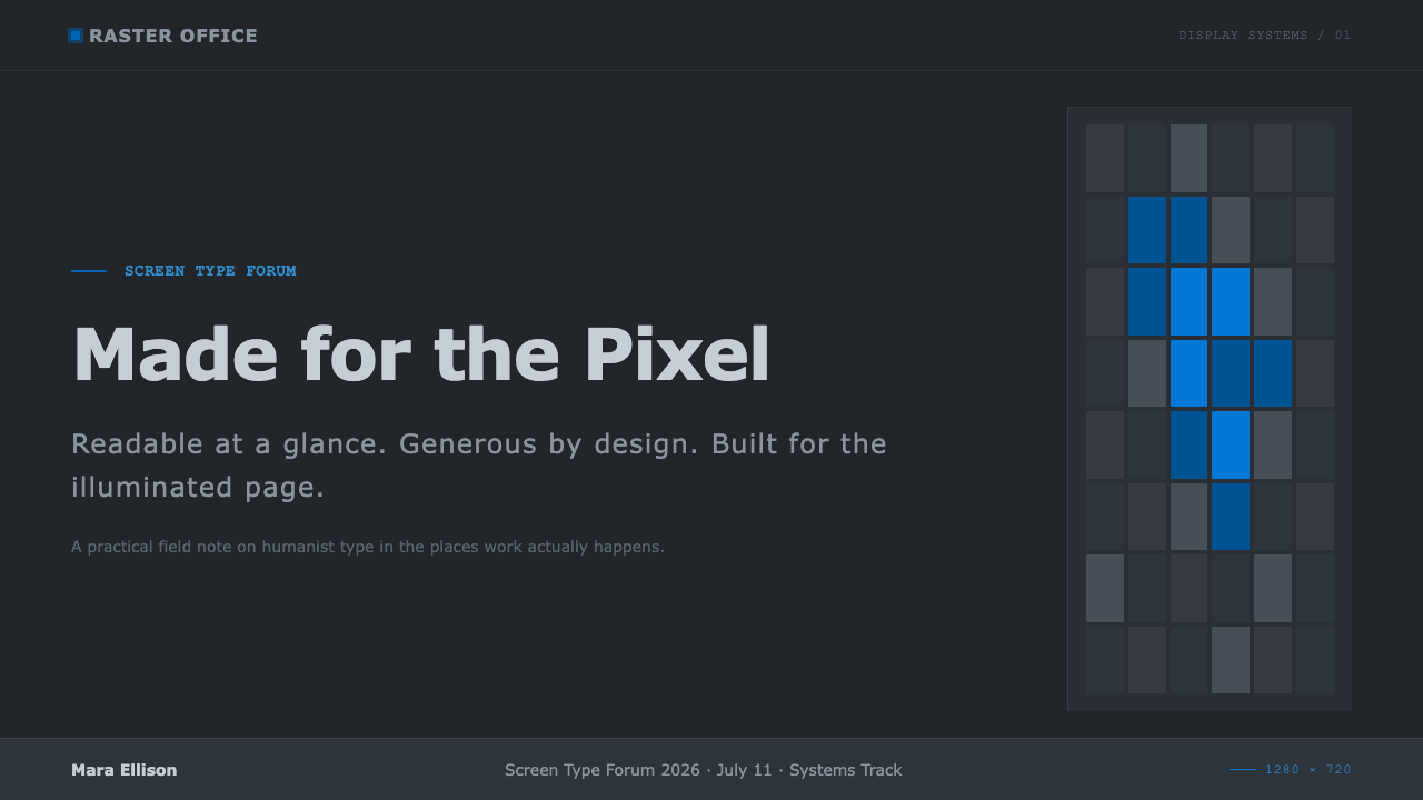 Verdana Screen Sans design style applied to a Slide · cover