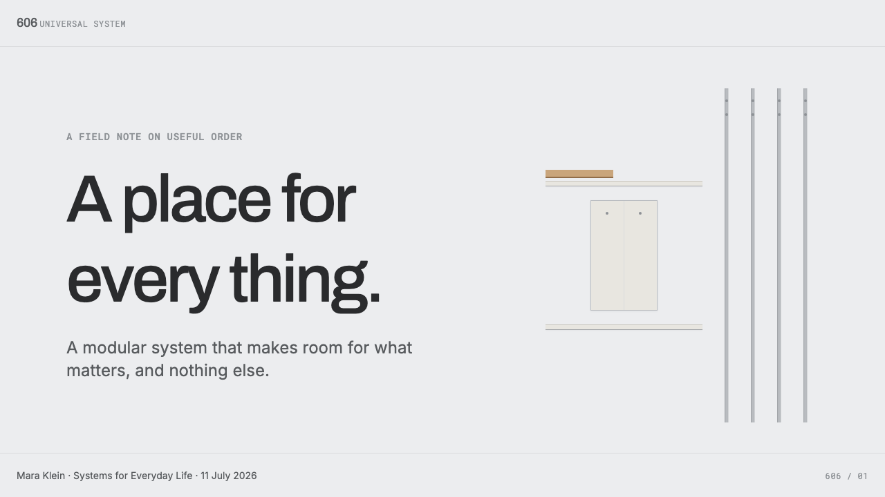 Vitsœ 606 Shelving design style applied to a Slide · cover