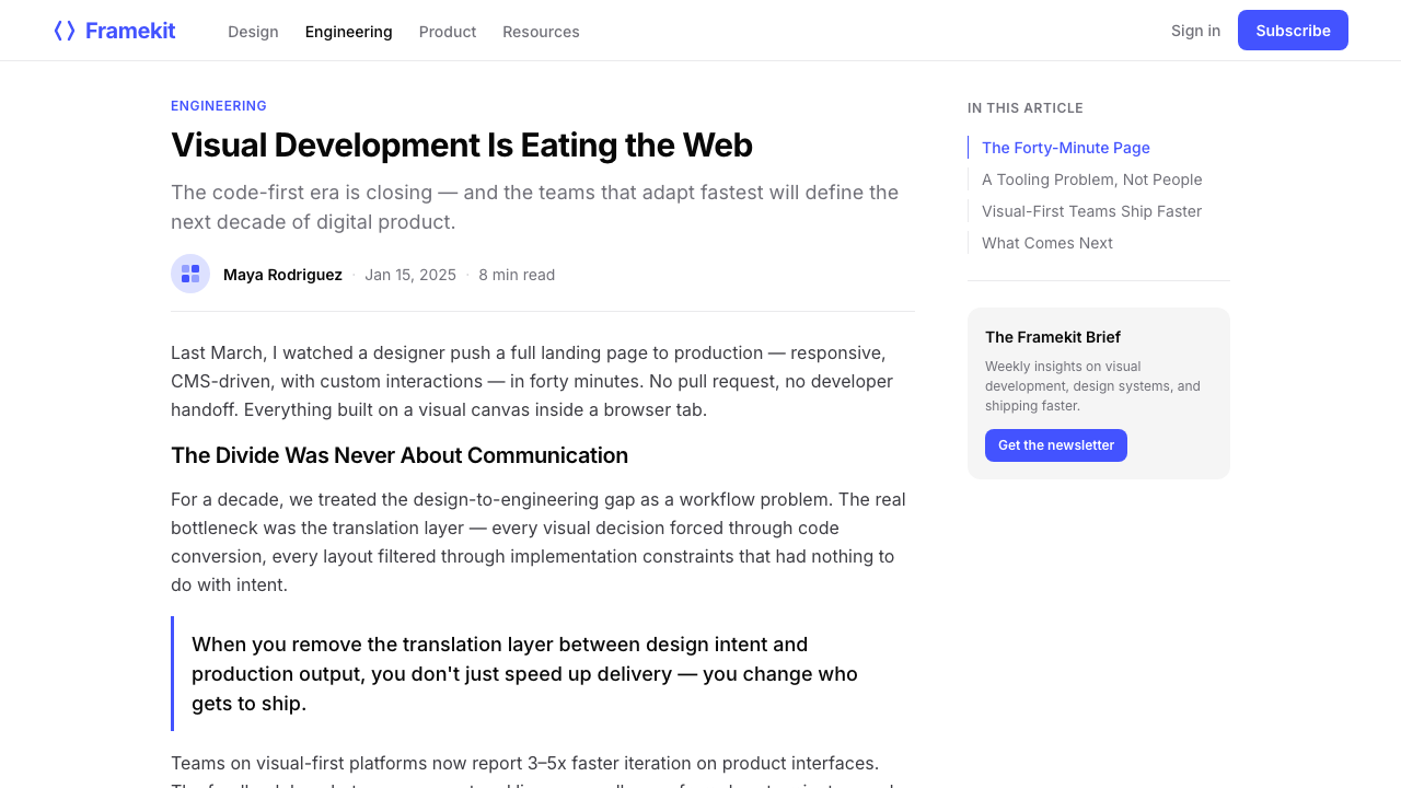 Webflow No-Code 设计风格用在文章页上