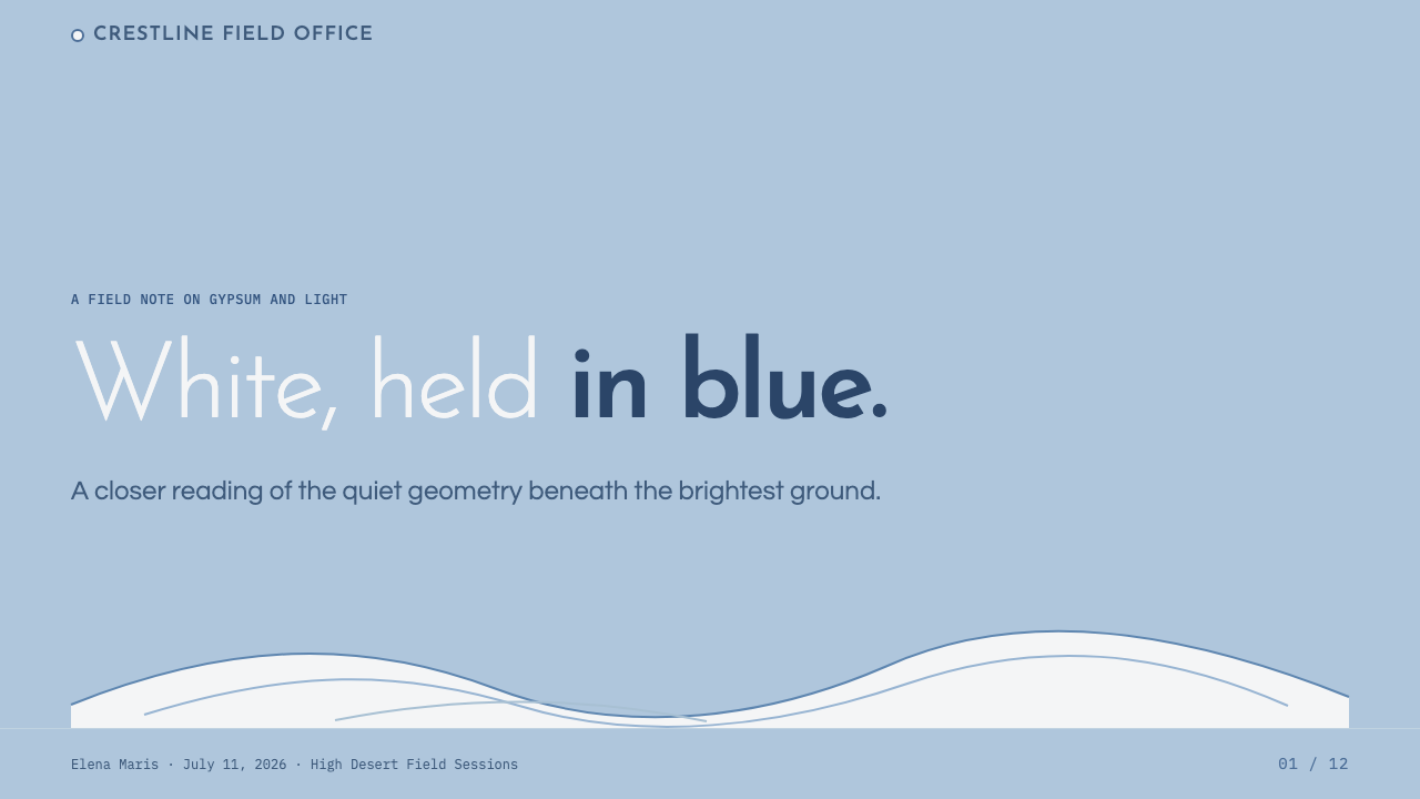 White Sands Gypsum Dunes design style applied to a Slide · cover
