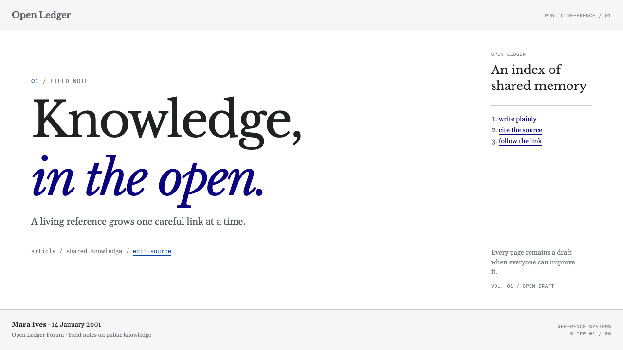 Wikipedia (2001) design style applied to a Slide · cover