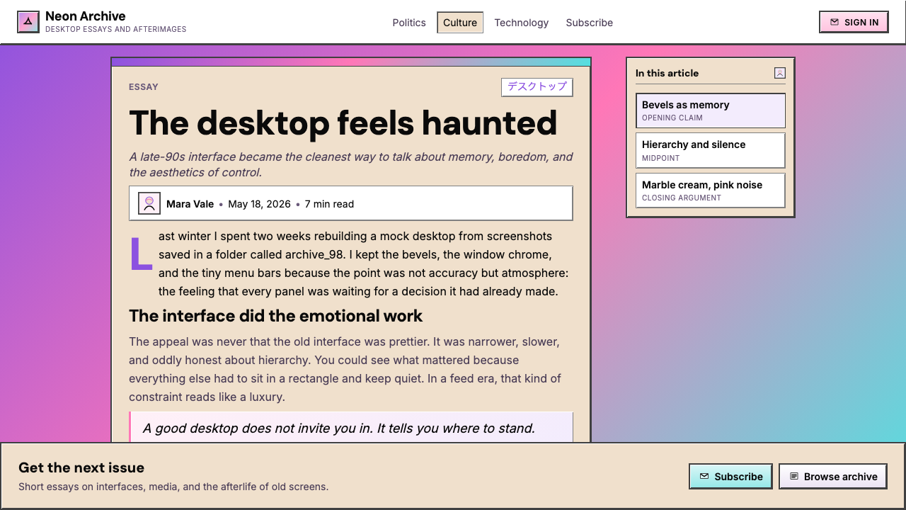 Windows 98 Vaporwave 设计风格用在文章页上