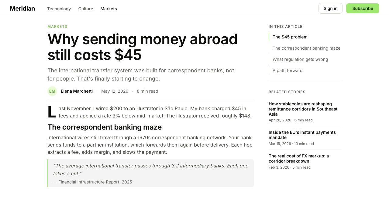 Wise (TransferWise) 设计风格用在文章页上