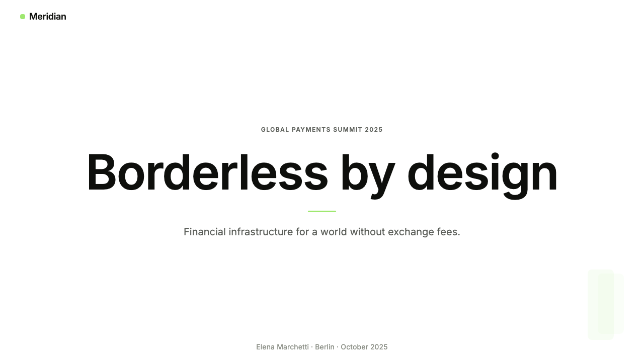 Wise (TransferWise) 设计风格用在幻灯片 · 封面上