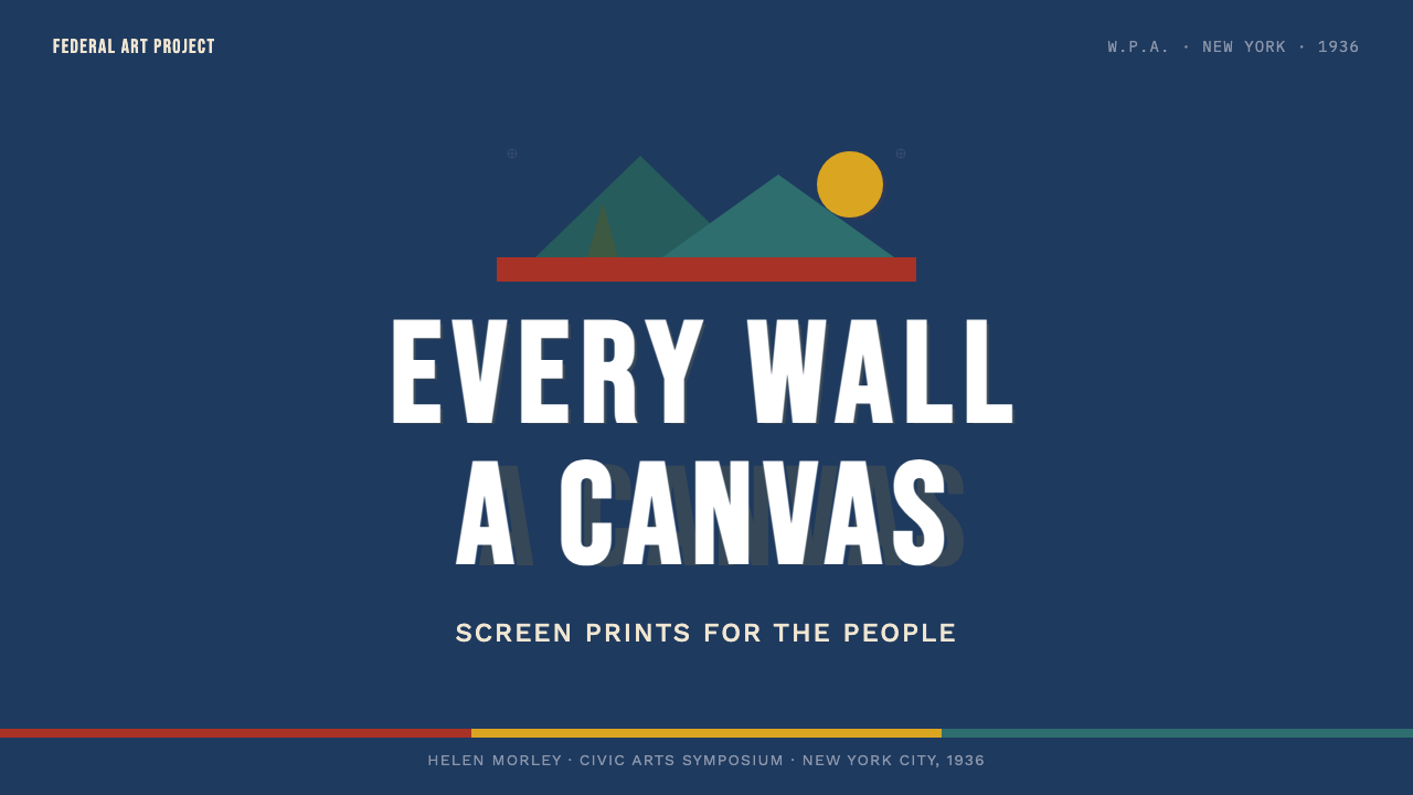WPA Poster (Federal Art Project, 1936) design style applied to a Slide · cover