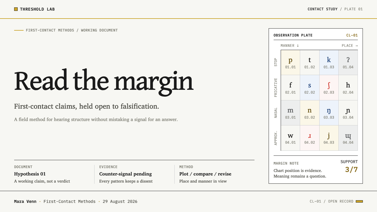 Xenolinguistics Lab design style applied to a Slide · cover