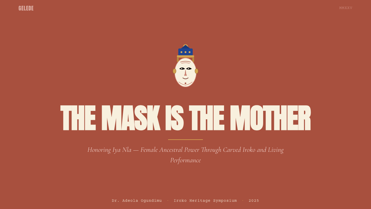 Yoruba Gelede Mask 设计风格用在幻灯片 · 封面上