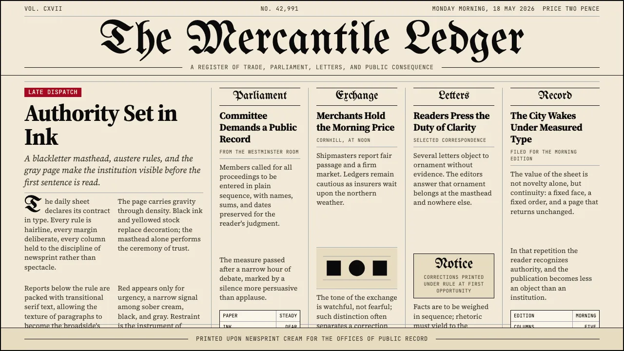 Gothic Blackletter Newspaper Masthead (1700) — Cover