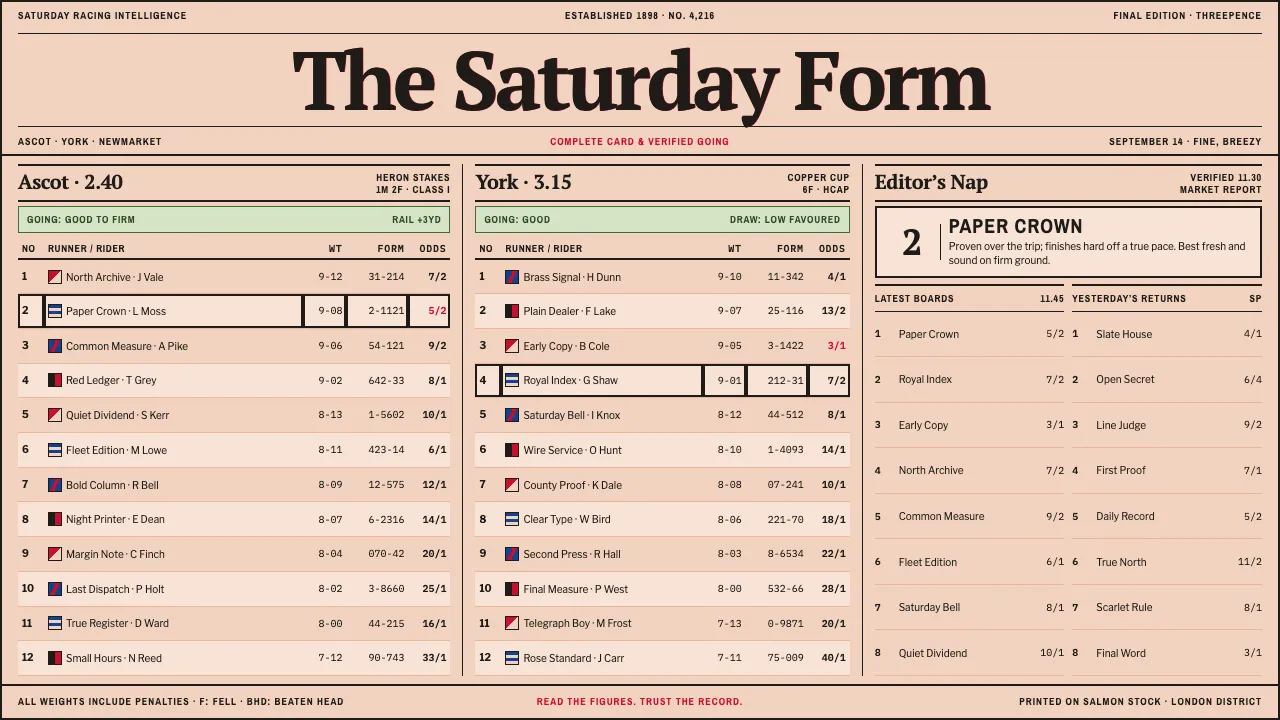 Racing Form Guide — Cover