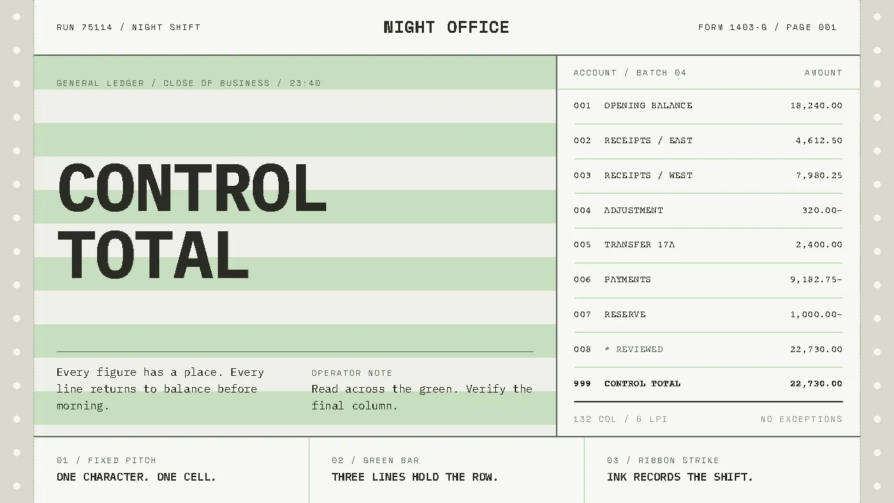 Green Bar Printout — Cover