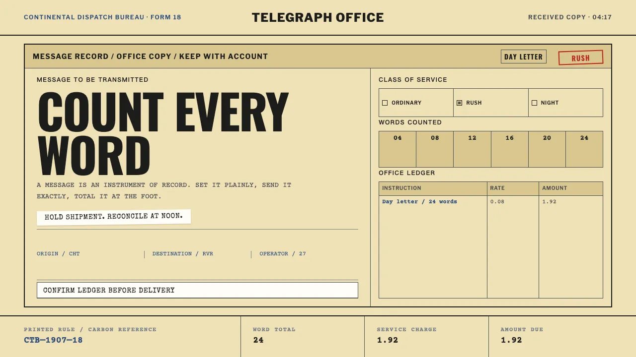 Telegraph Office Form — Cover