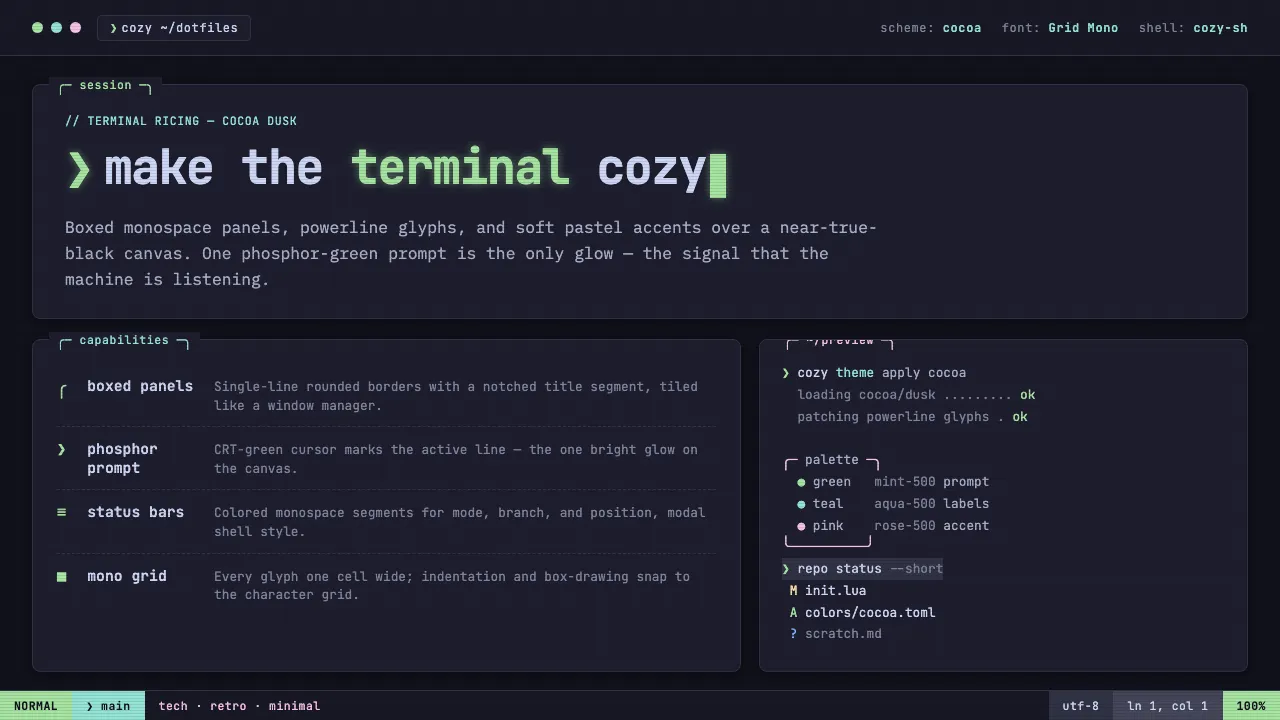 Cozy Terminal TUI Revival — Cover