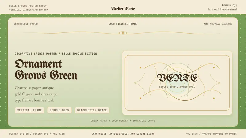 Absinthe Art Nouveau Green (1875) — design style preview