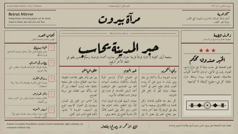 An-Nahar Beirut Press (1933) — design style preview