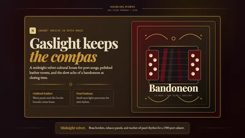 Argentine Bandoneón 1900 (Tango) — design style preview