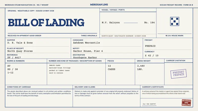 Bill of Lading — design style preview