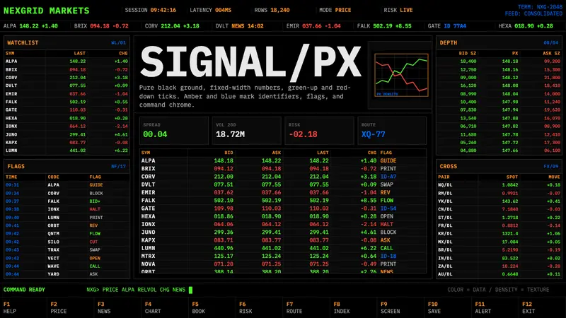 Financial Terminal Mono — design style preview
