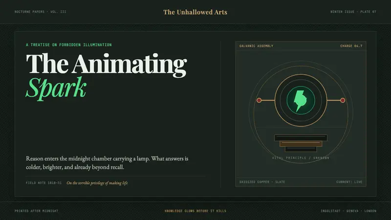 Frankenstein (1818) — design style preview