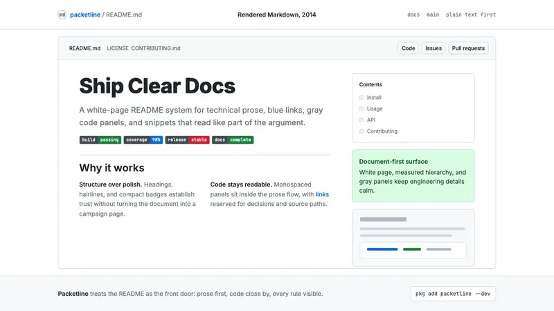 GitHub README Markdown (2014) — design style preview