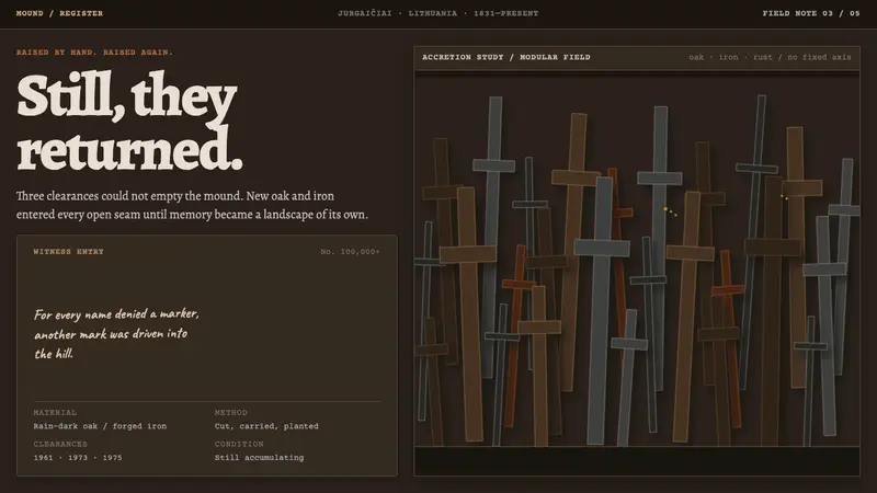 Hill of Crosses — design style preview