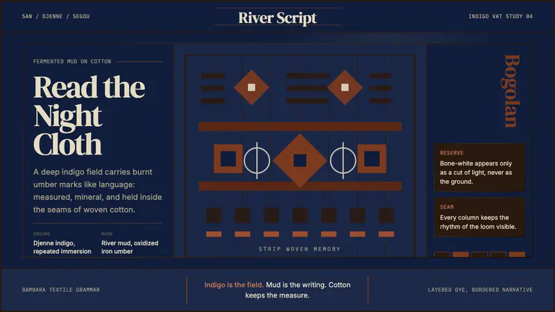 Malian Bogolan over Djenné Indigo — design style preview
