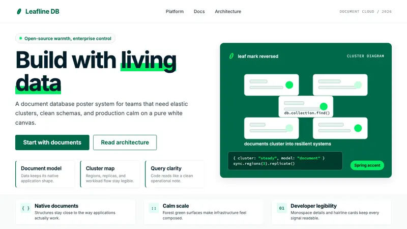 MongoDB Leaf Green — design style preview