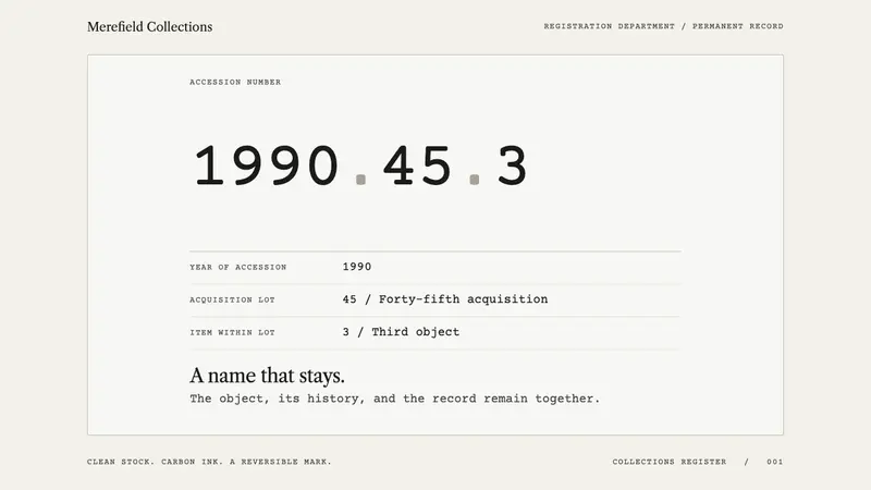 Museum Accession Tag — design style preview