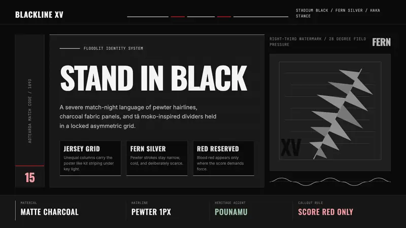 NZ All Blacks Rugby Haka Fern — design style preview
