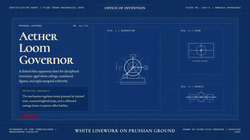 Patent Cyanotype Drawing (1880) — design style preview
